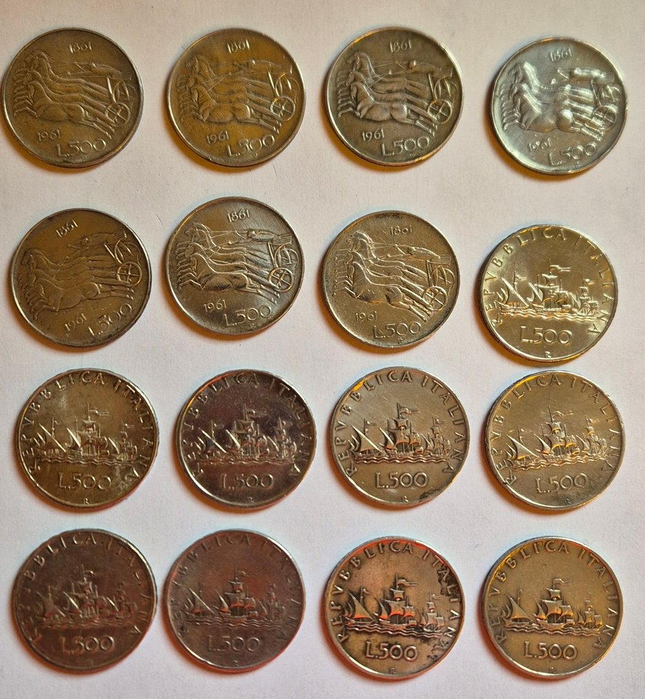 意大利，共和国 500 Lire 1958/1966 (16 monete) #2.1