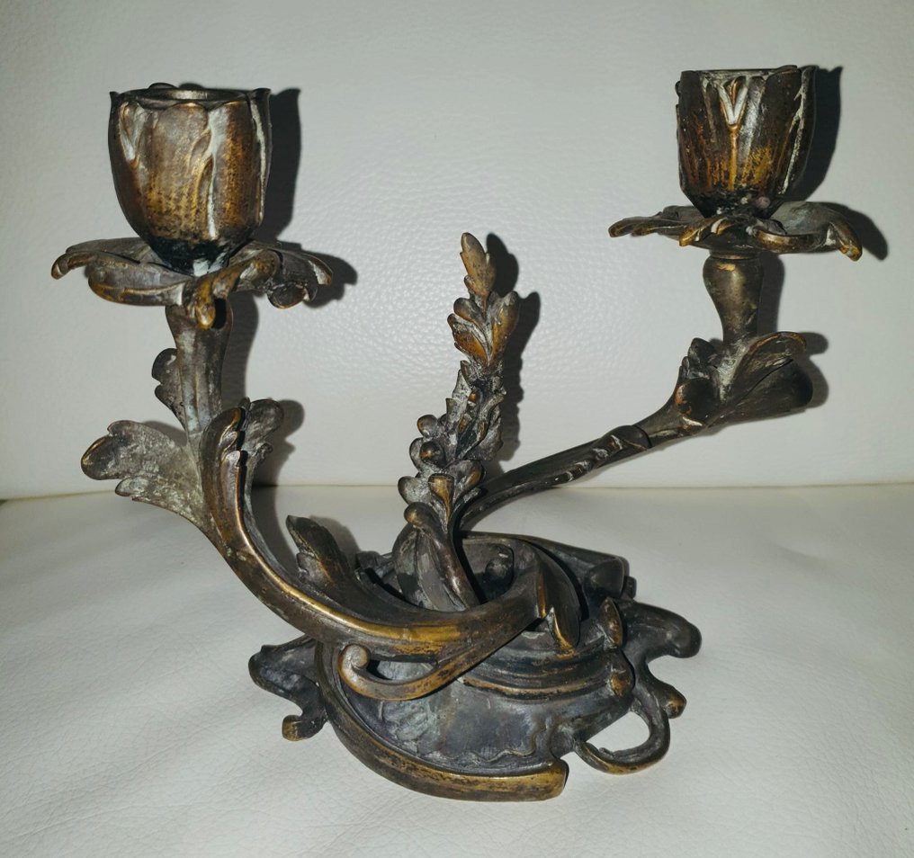 Κηροπήγιο (2) - Πατιναρισμένος μπρούτζος - Ζευγάρι μπρούντζινα κηροπήγια #1.0