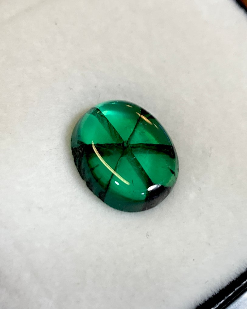 1 pcs 绿色, 黑色 祖母绿 - 6.14 ct - 美国吉尔德宝石实验室 - 天然Trapiche祖母绿 #2.1