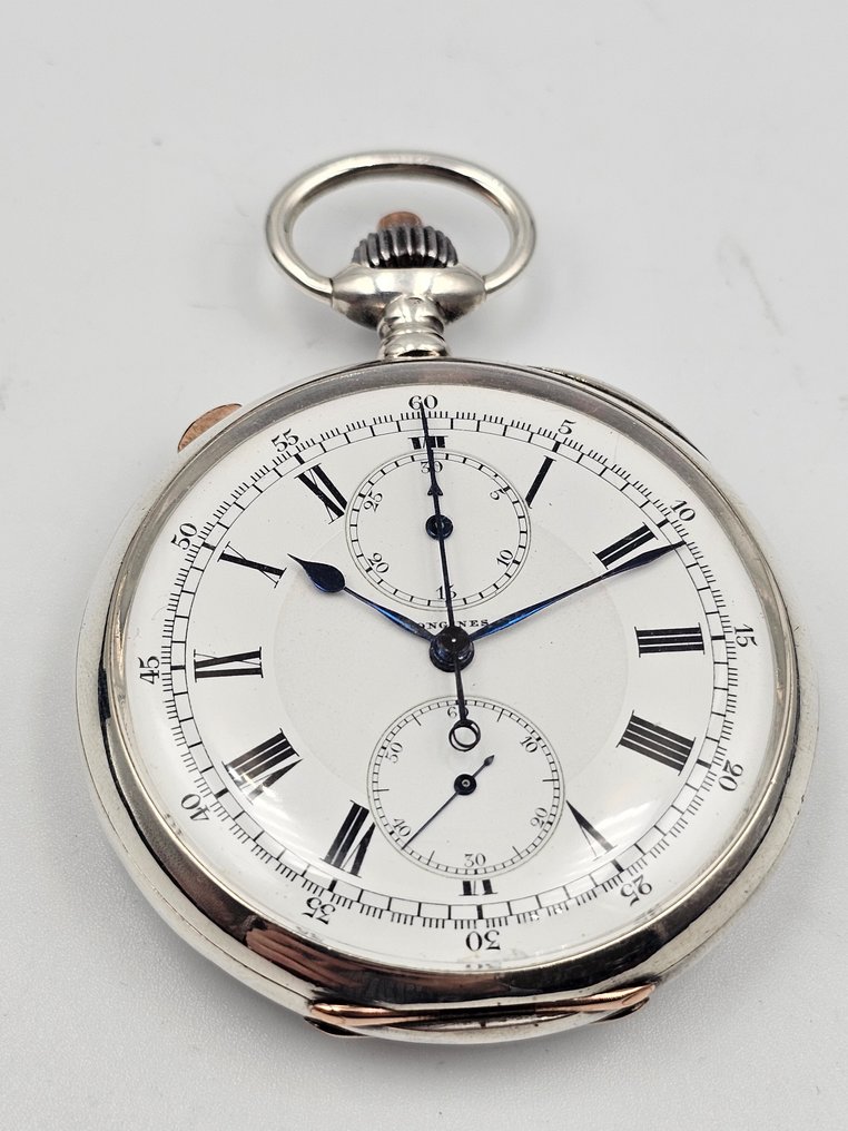 Longines - Double Chronograph Rattrapante Silver Pocket Watch - 2632979 - Men - 1900-1949 #2.1
