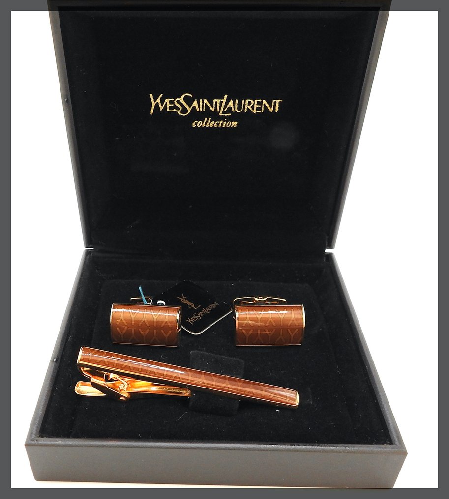 Yves Saint Laurent - Gold-plated - Cufflinks - Button & Clip Set #1.0