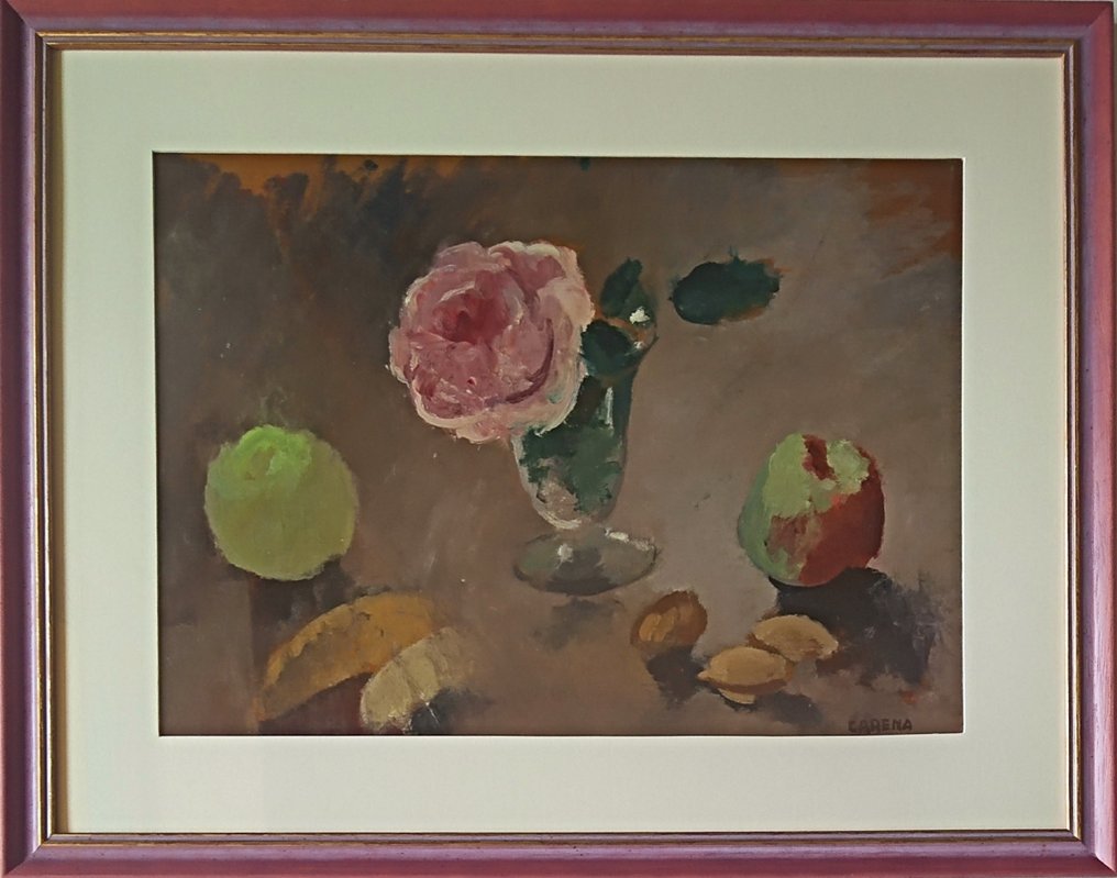 Felice Carena (1879–1966) - Natura morta con frutta e rosa #2.1