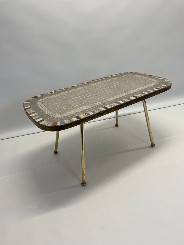 Βοηθητικό τραπεζάκι - 32032 αριθμός μοντέλου 300 - Ξύλο Μέταλλο Λίθος - Μεσοπολεμική Μωσαϊκή τραπεζάκι για φυτά / σκαμπό λουλουδιών #1.0