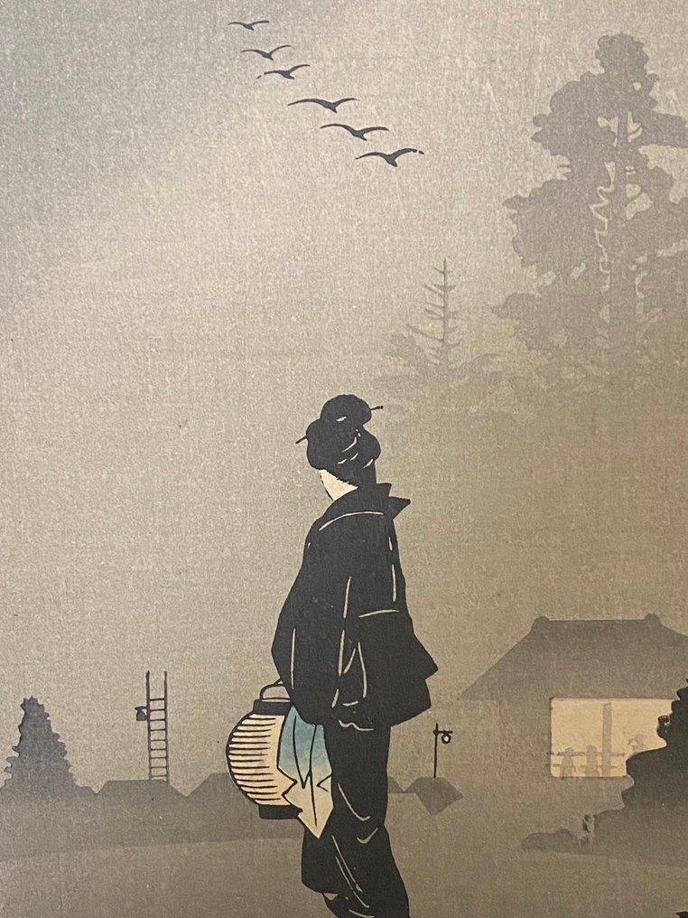 Lady with lantern in misty evening (Circa 1910) - Utagawa Hiroshige 4th (1849 - 1925) - Japán #1.0