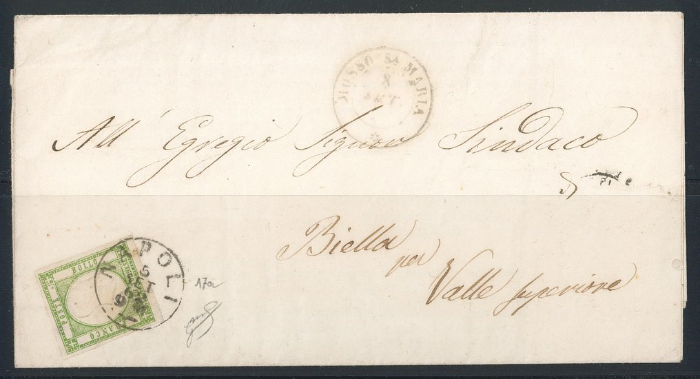 意大利古城邦-那不勒斯  - 1/2 茶匙浅黄色绿色，型号17a，ISOLATO。（签名 G. Biondi） #1.0