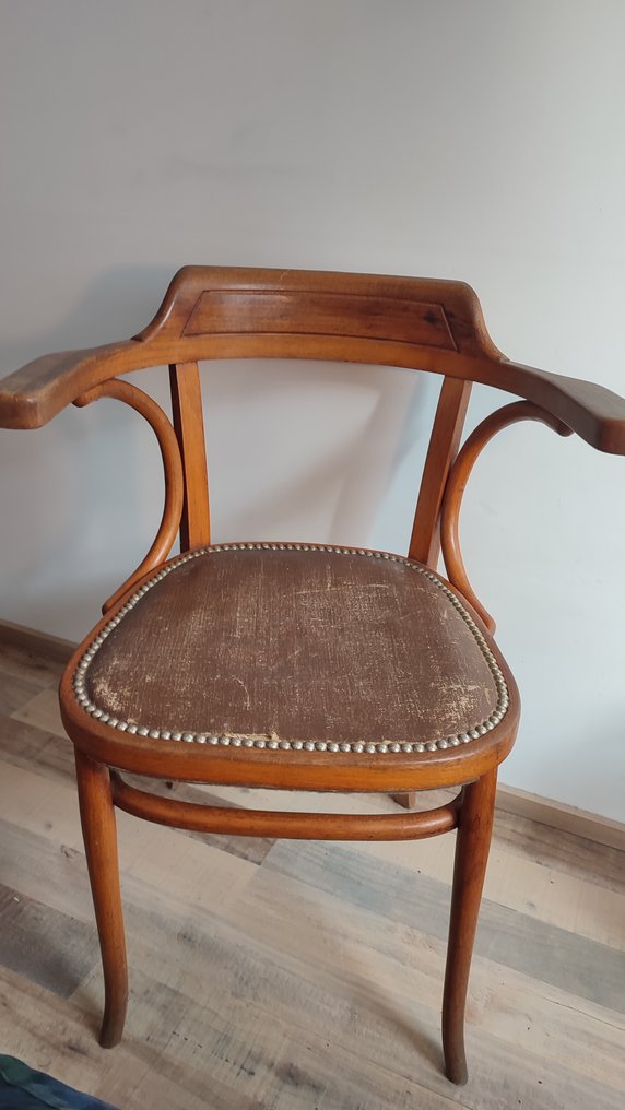 扶手椅 - 木, 皮革 #1.0