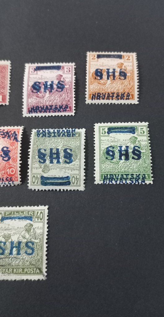 邮戳 - 克罗地亚占领的双重叠印以及倒置的Fiume和法国、匈牙利的占领情况 - 克罗地亚- 1918 #3.2