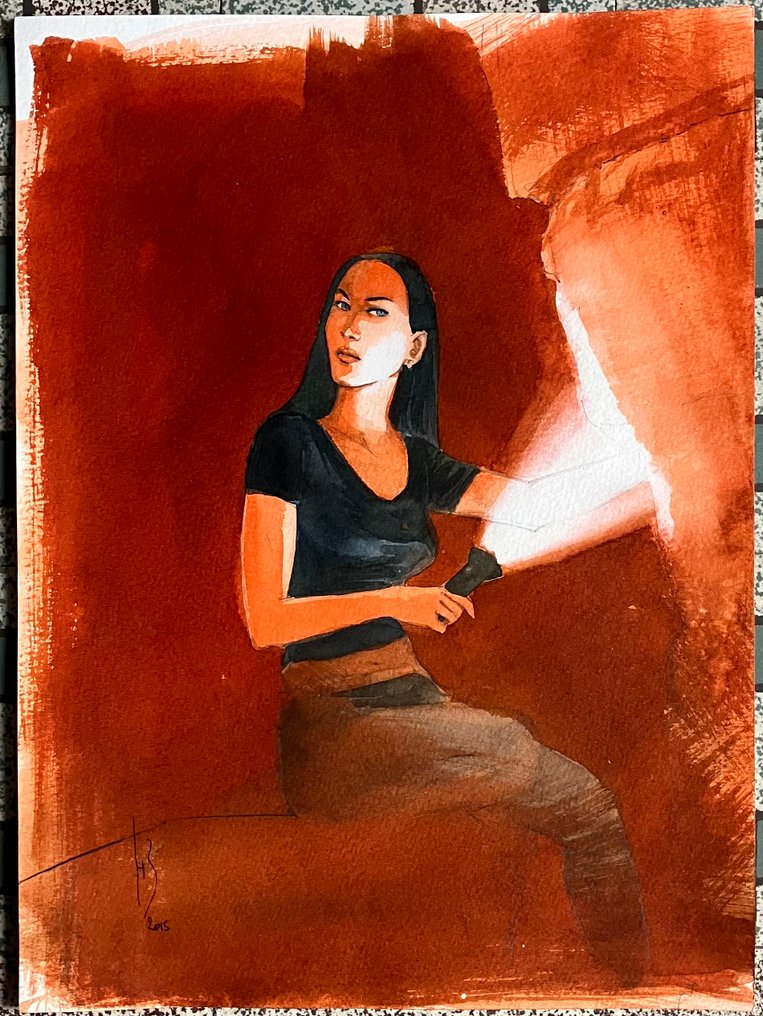 Reculé, Henri - 1 Original colour drawing - Cassio - Ornella à la torche - 2015 #1.0