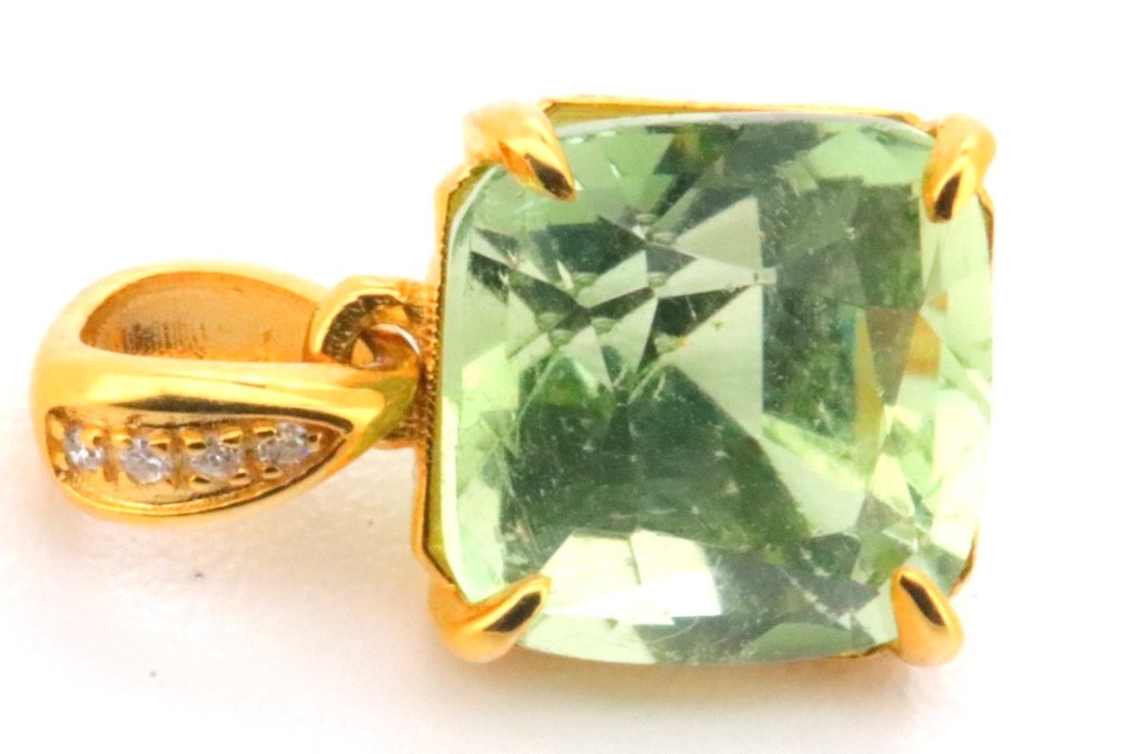 Nincs minimálár - Függő - 14 kt. Sárga arany Turmalin - Gyémánt #4.3