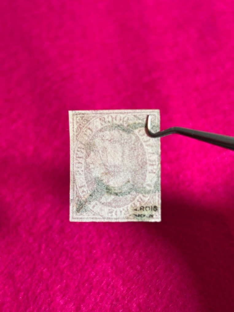 西班牙 1851 - 伊莎贝尔二世。12块紫色。Marquillado A. Roig。 - Edifil 7 #4.3