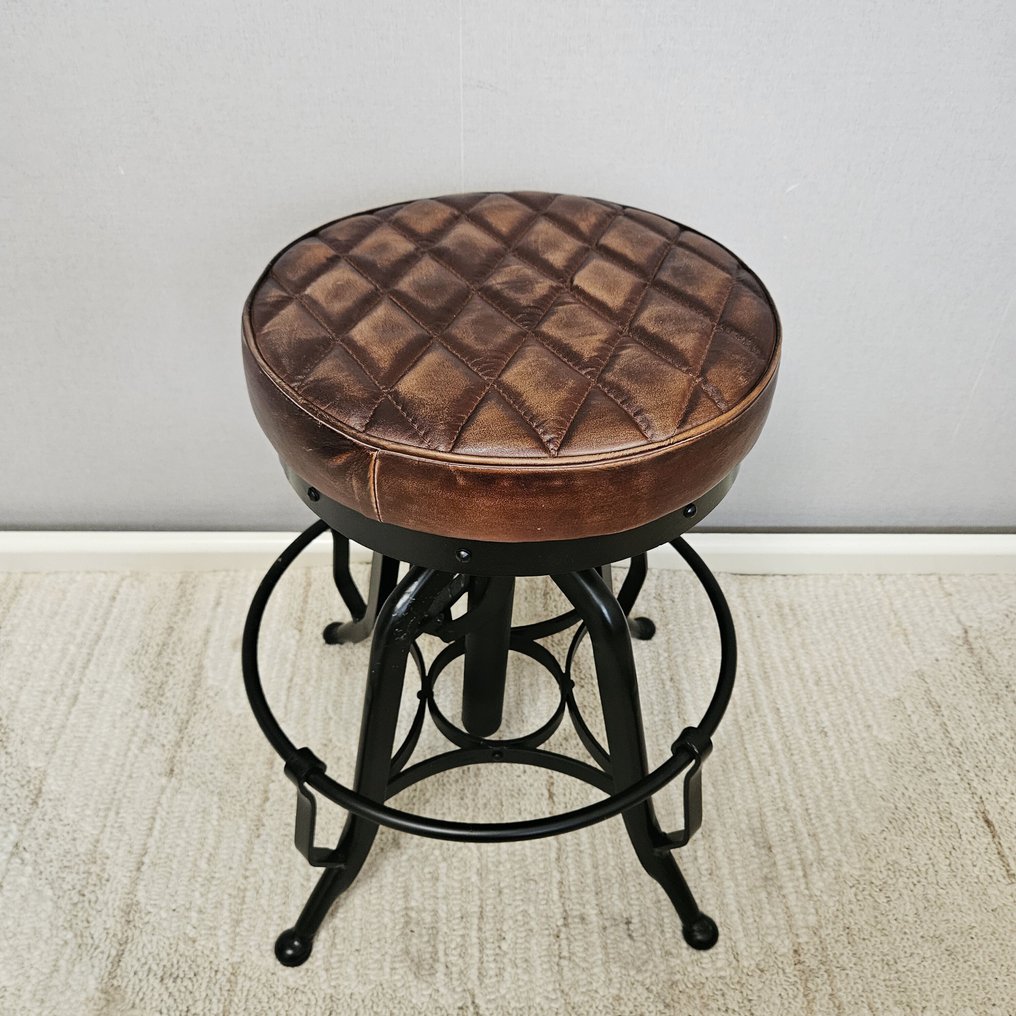 Σκαμνί - Draaikruk - ρυθμιζόμενο σε ύψος. - Σίδερο, Δέρμα #1.0