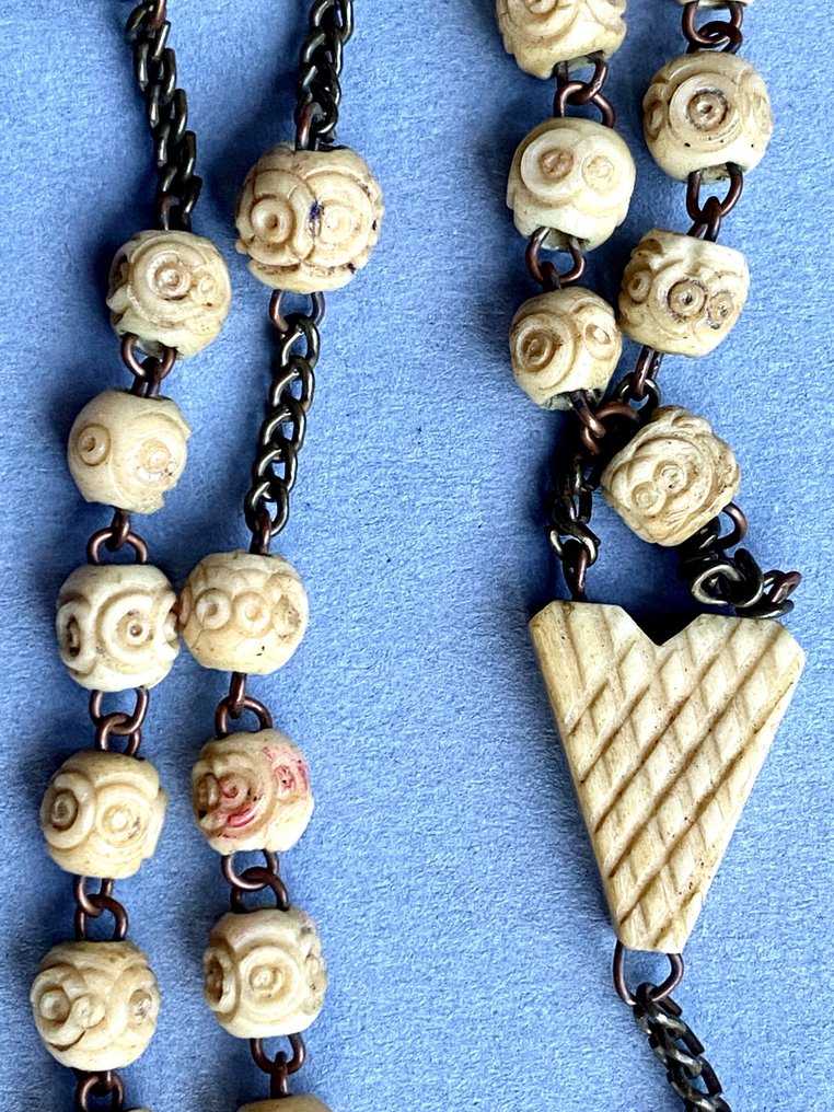 古董 誦經念珠 (2) - 一对虔诚的念珠：Stanhope念珠，带微视功能，以及半圆形念珠，19或20世纪。 - 1920-1930 - 一对念珠  #4.3