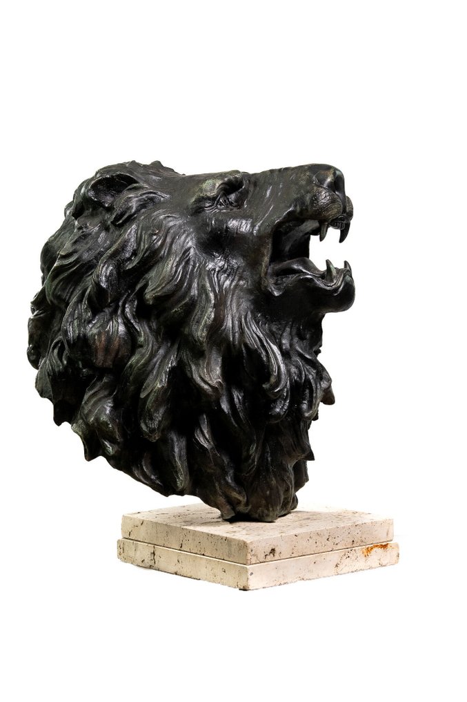 Sculpture, Grande testa di Leone in bronzo - 69 cm - Bronze #1.0