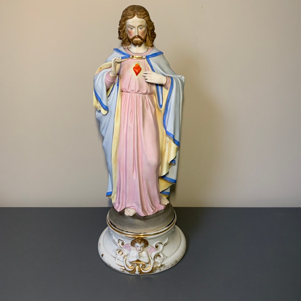 Vieux Paris - Statue, Jezus Heilig Hart - 46 cm - Biscuit porcelain #3.2
