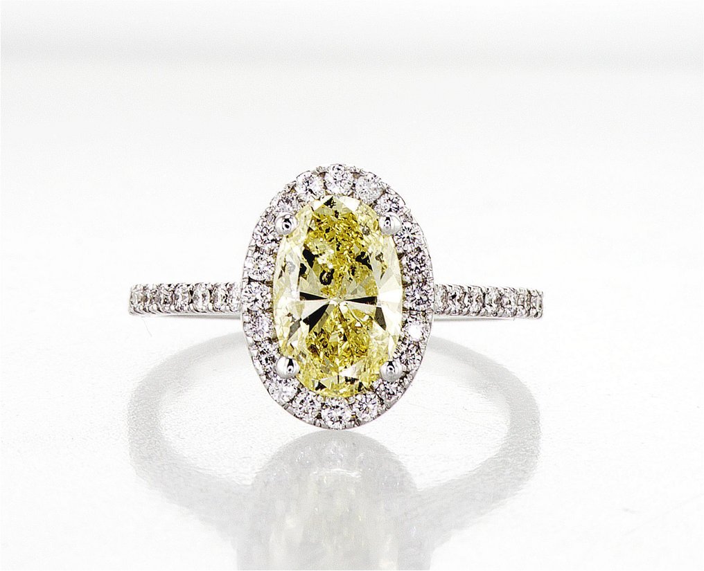 Δαχτυλίδι - 14 καράτια Λευκός χρυσός - 1.92ct. tw. Κίτρινο Διαμάντι (Φυσικού χρώματος) - Διαμάντι - R00103 #1.0