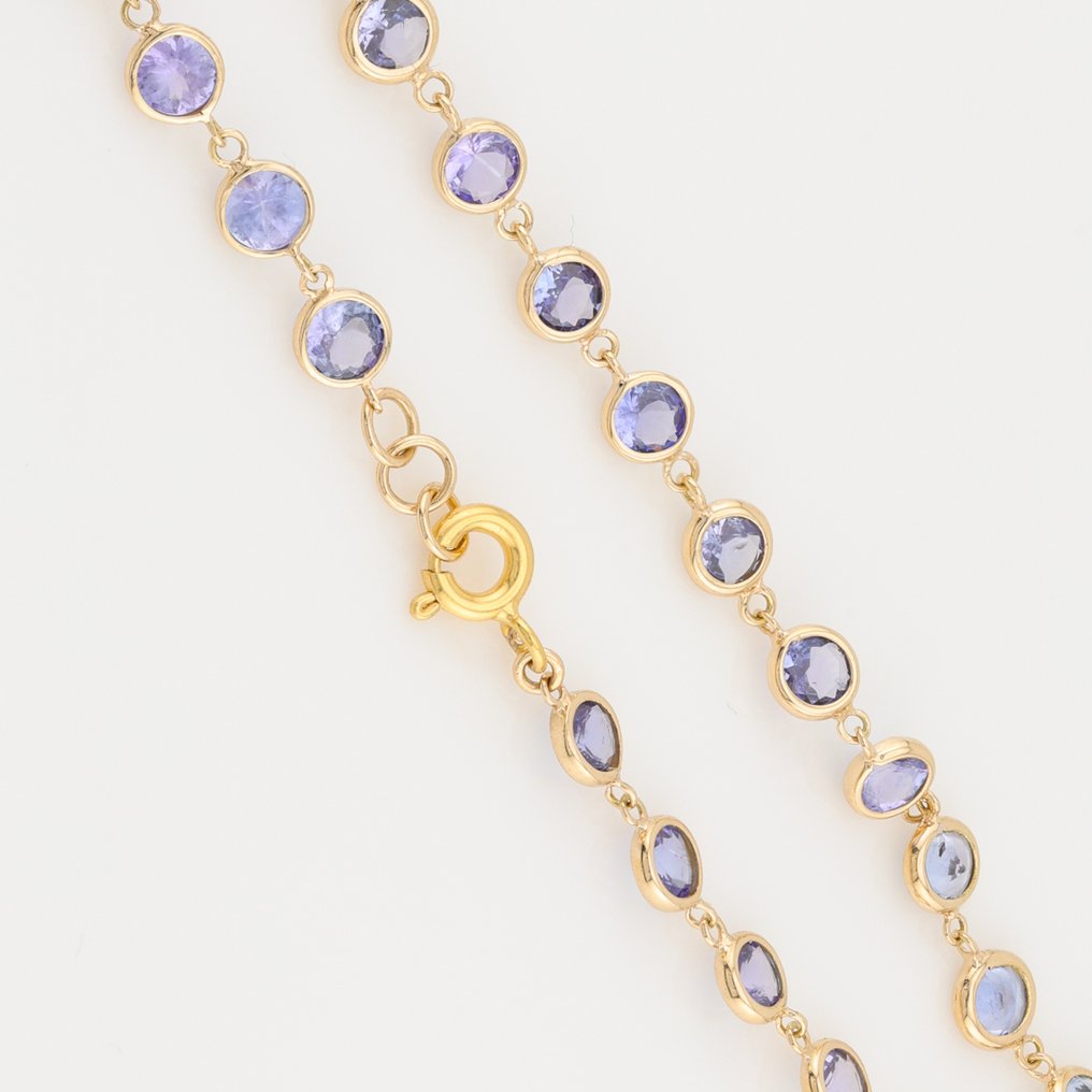 χωρίς τιμή ασφαλείας - Βραχιόλι - 18 καράτια Κίτρινο χρυσό -  4.16ct. tw. Τανζανίτης - Βραχιόλι κατά το μέτρο #2.1