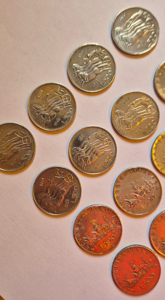 意大利，共和国 500 Lire 1958/1966 (16 monete) #1.0