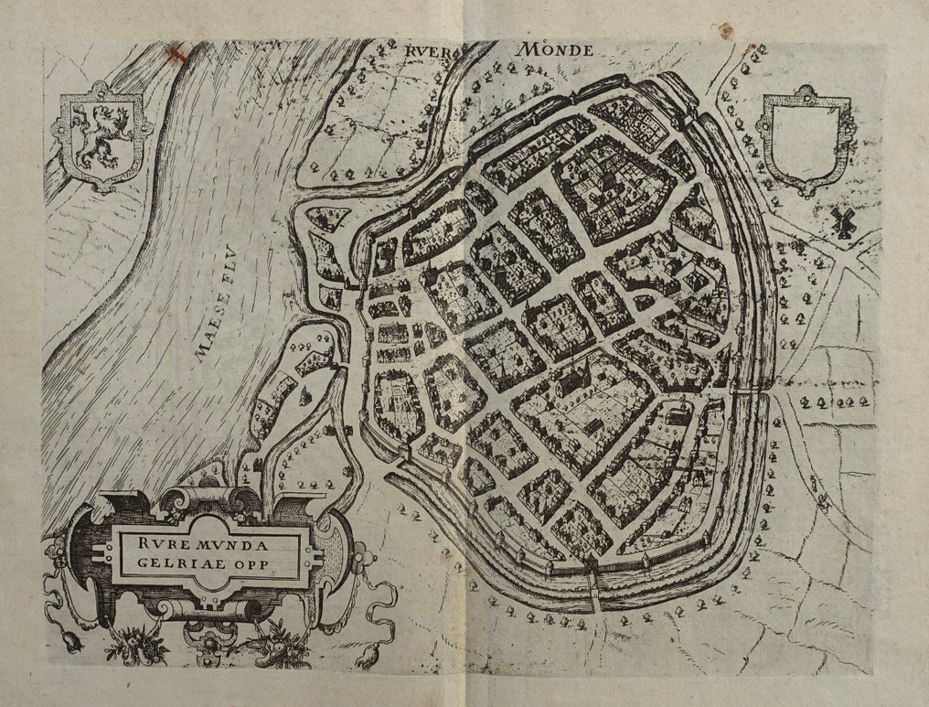 荷兰 - Roermond; L Guicciardini - Ruremunda Gelriae Opp - 1612 #1.0