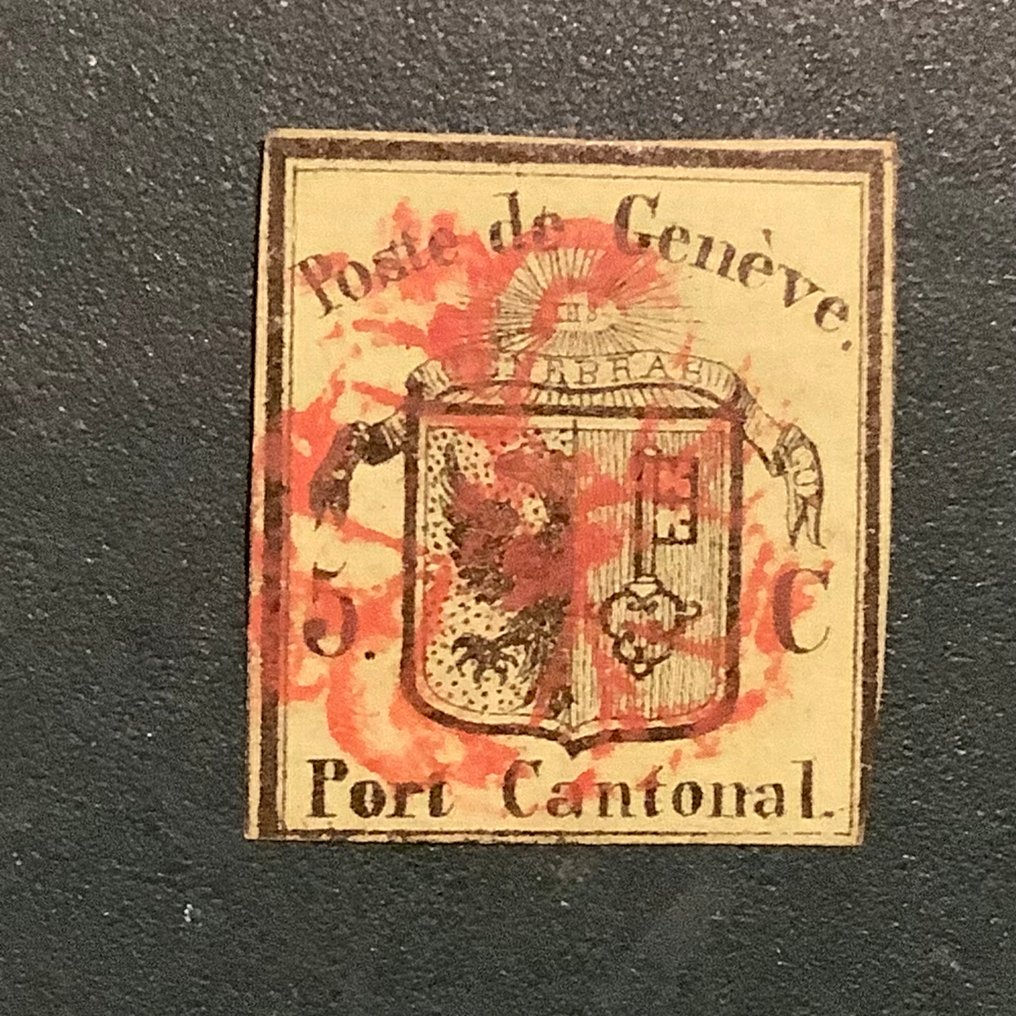 Suisse 1845 - Genève : petit aigle certifié Buhler - Michel 3 - Zumstein 5 #3.2