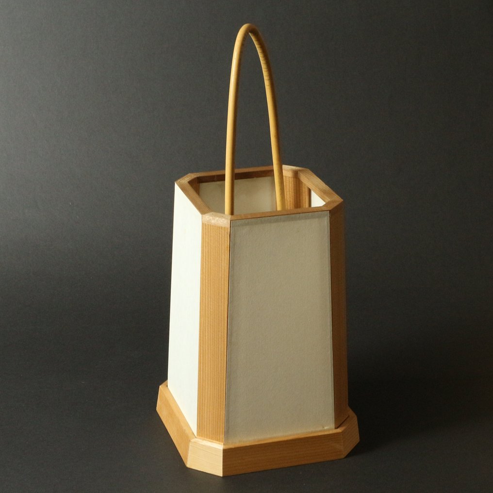 Lantern - Andon Lantern with Rattan Handle – Hexagonal Paper Shade - (No Reserve Price) #1.0