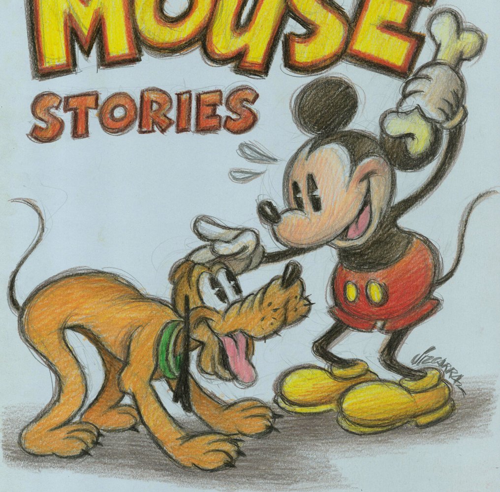 Joan Vizcarra Original Vintage-Style Drawing - Mickey Mouse Stories with Pluto – Hand Signed #4.3