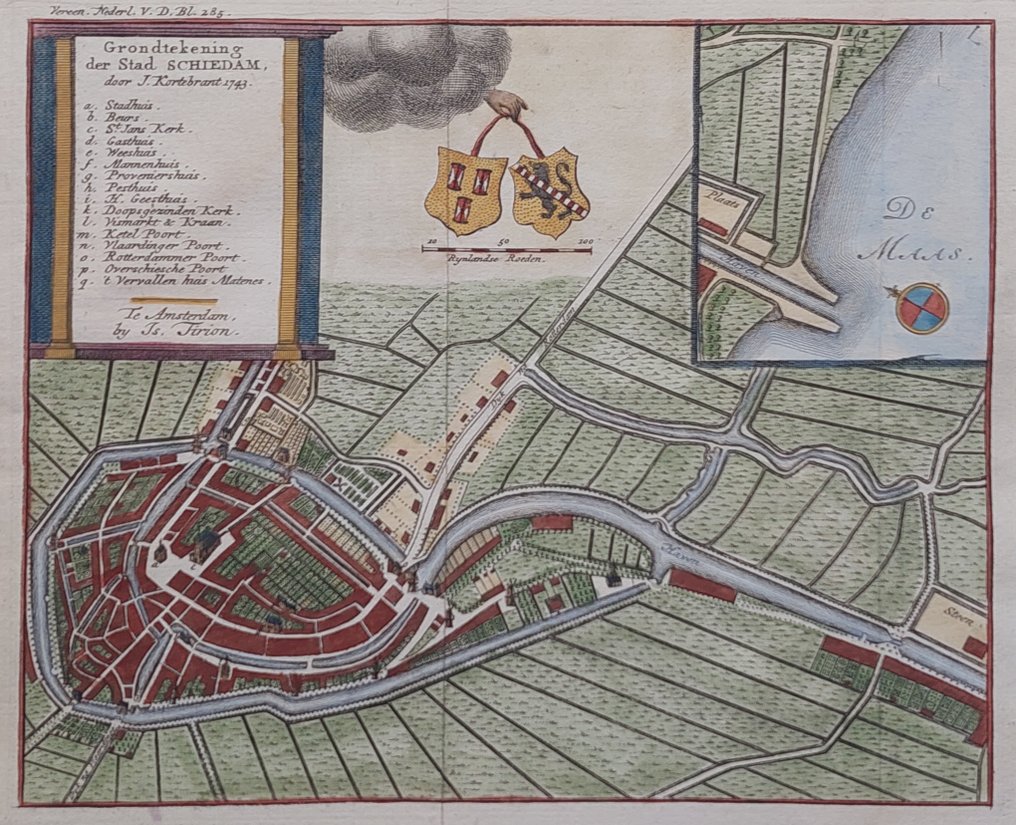 Netherlands - Schiedam; Isaak Tirion - Grondtekening der Stad Schiedam - 1743 #1.0