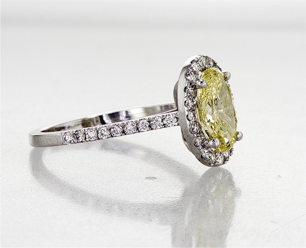 Δαχτυλίδι - 14 καράτια Λευκός χρυσός - 1.92ct. tw. Κίτρινο Διαμάντι (Φυσικού χρώματος) - Διαμάντι - R00103 #4.3