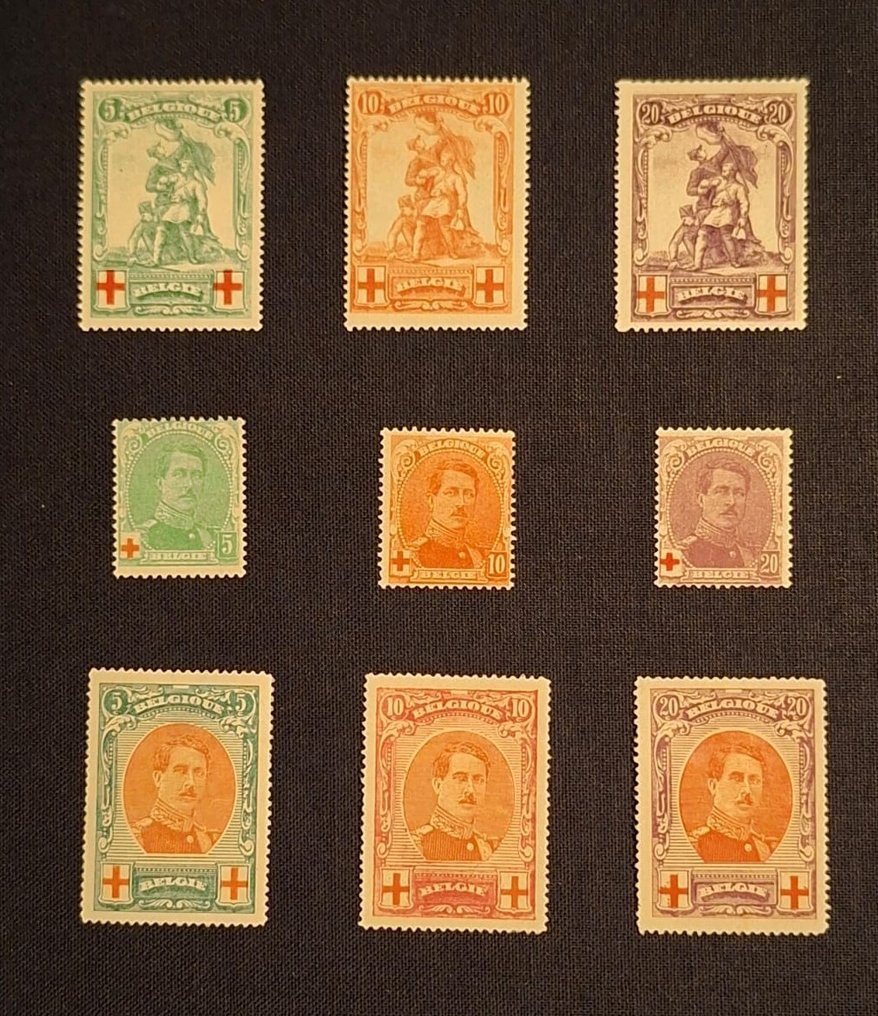 Belgium 1914/1915 - Merode & Albert I Red Cross - OBP 126-134 #1.0