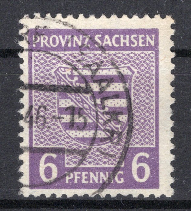 Allied Occupation - Germany (Soviet zone) 1945 - Province of Saxony tested 6 penny better color. - Michel 76 Yb #1.0