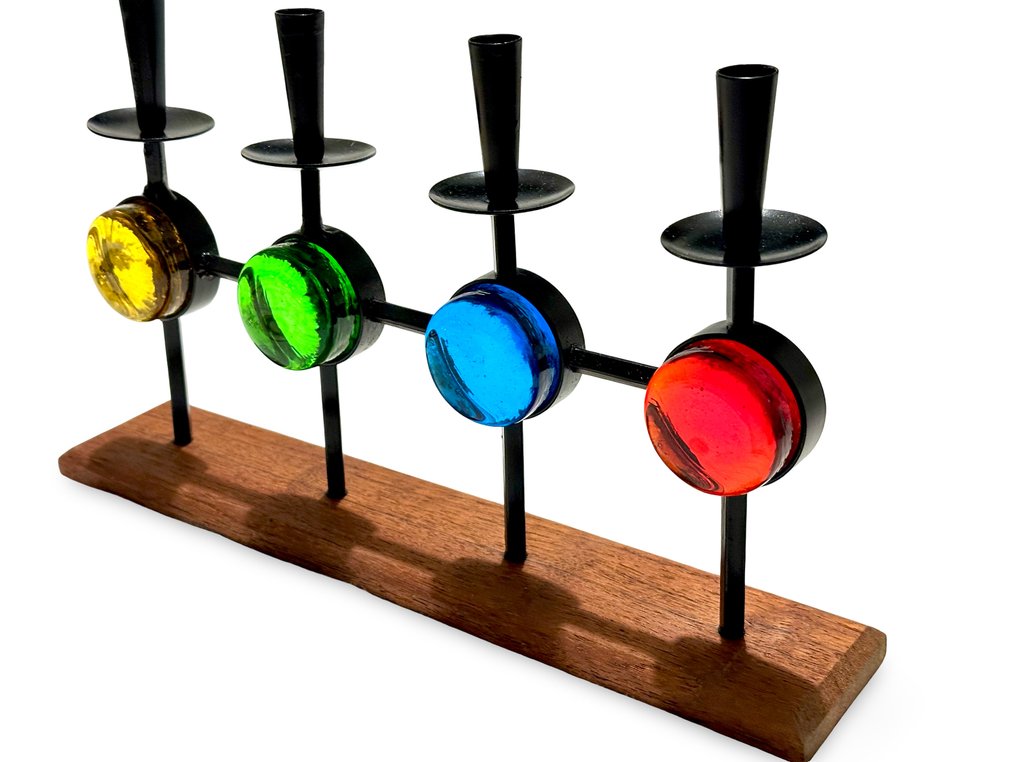 Bo Svensk Järnsmide - Harry N. Boström - Candleholder Advent calendar - Teak and Cast Iron #1.0