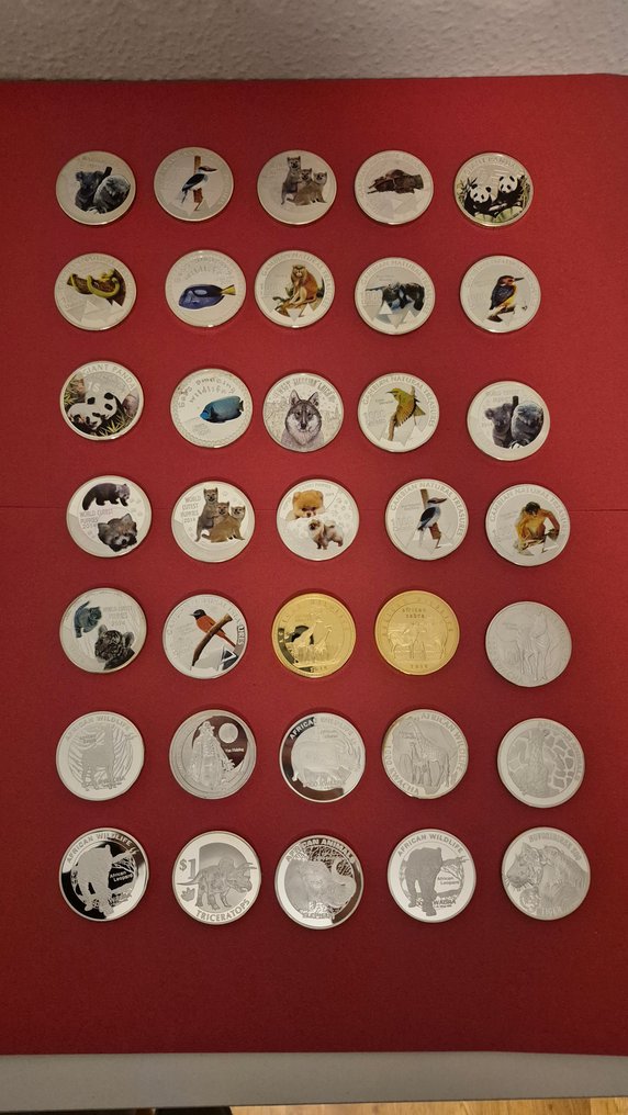 Mondo. Colección de 35 monedas de tematica animales en riesgo de extincion (Senza prezzo di riserva) #3.2