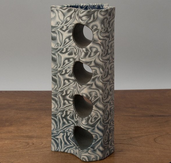 龙云纹理的Neriage花瓶——巧妙的大理石陶艺技法 - 陶瓷 - 西部功 Nisibu Isao (1948-) - 日本 - 1900-2000 #1.0