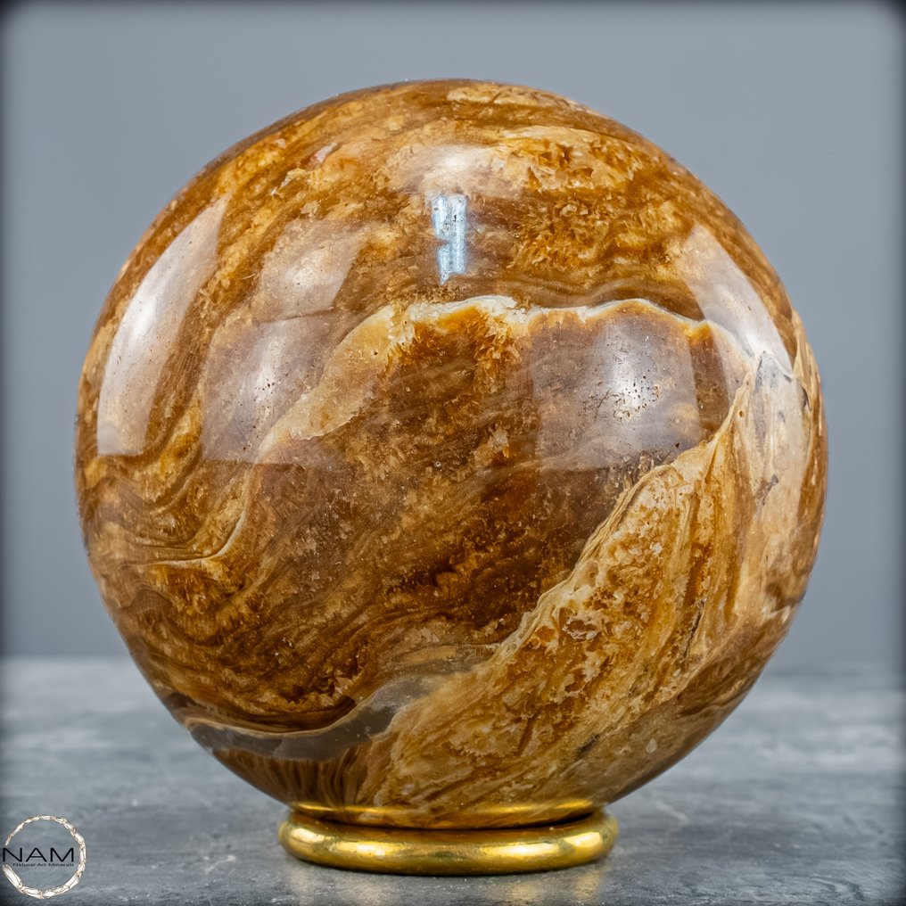 Majestätische Aragonit-Kugel – Das Kunstwerk der Erde in goldbrauner Harmonie- 1029.64 g #4.3