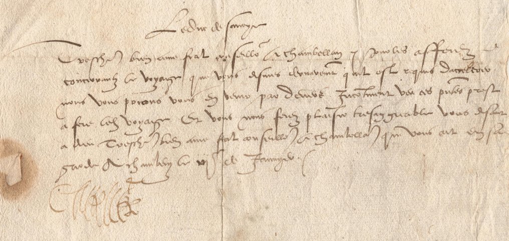 Charles II de Savoie - Rare lettre signée au Sieur de Longecombe avec son sceau rouge - 1540 #1.0