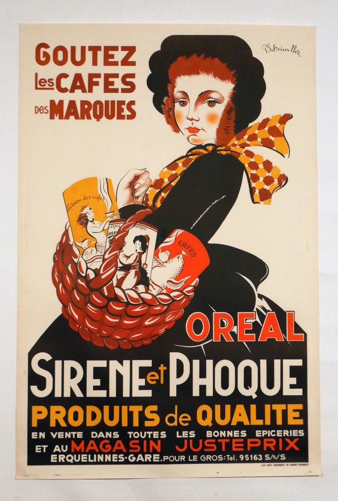 P. Scheiurller - Goutez Les cafes Oreal: Sirène et Phoque - 1930s #1.0