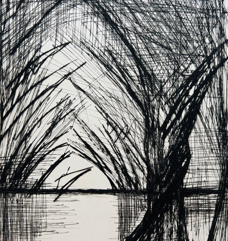 Bernard Buffet (1928-1999) - L'étang - Pointe-sèche originale signée #4.3