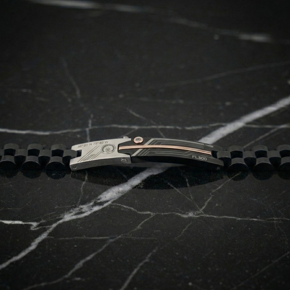 18 καράτια - Βραχιόλι σε χειρουργικό ατσάλι., Ροζ χρυσό - Βραχιόλι - Κατασκευασμένο στην Ιταλία #1.0