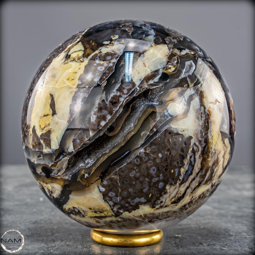 Très rare ! Mossagate réactif aux UV Sphere du Brésil- 648.33 g #4.3