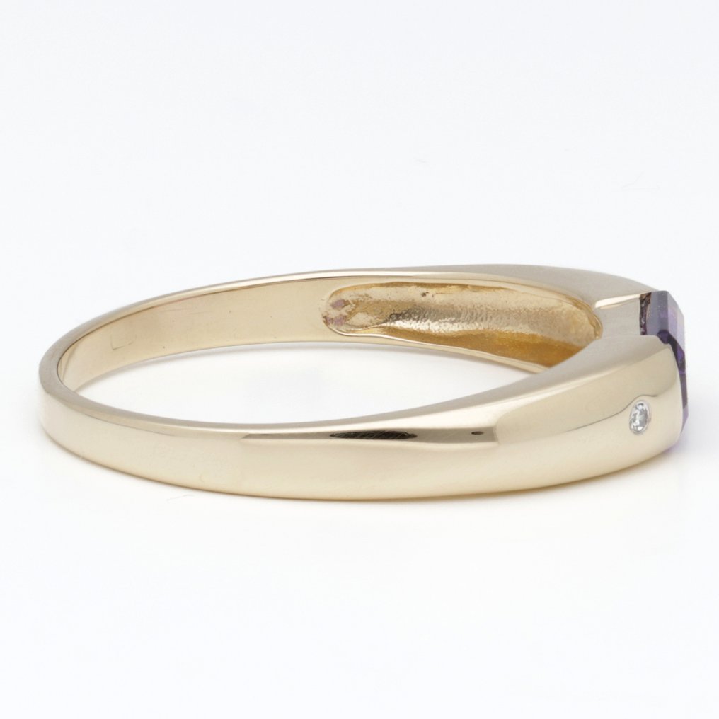 没有保留价 - 戒指 - 14K包金 黄金 紫水晶 - 钻石 #4.3