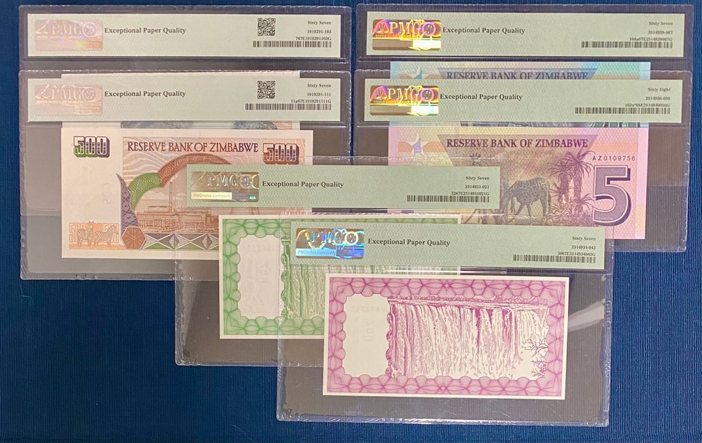 Zimbabwe. - 6 banknotes - all graded - various dates (Fără preț de rezervă) #2.1