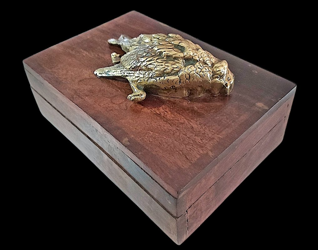 Κουτί κοσμημάτων - Σετ Φυσιολατρικής Τέχνης. Μπρούντζος εργαστηρίου. Ανάγλυφο πουλί. - Μπρούντζος, Βαμμένο ξύλο #2.1