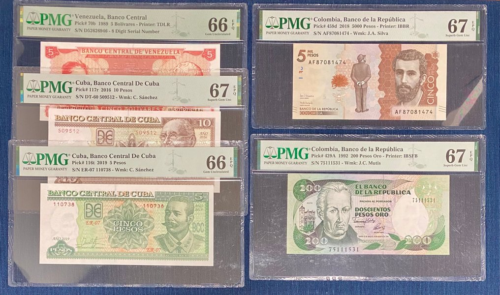 Welt. - 5 banknotes - all graded - various dates  (Ohne Mindestpreis) #1.0