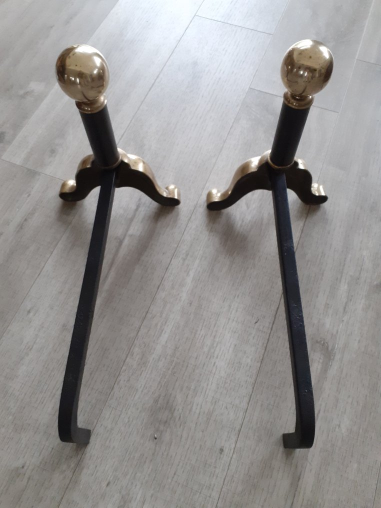 Πυροστιά (2) - Gilt brass, Χάλυβας - Chenets μπρούντζος #1.0