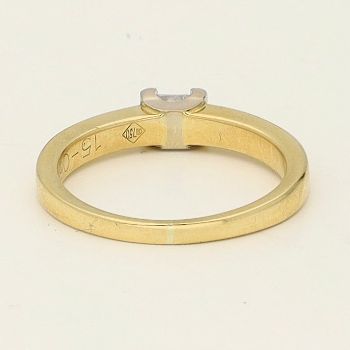 Ring - 18 karaat Geel goud, Witgoud - 0.13ct. tw. Diamant (Natuurlijk) #3.2
