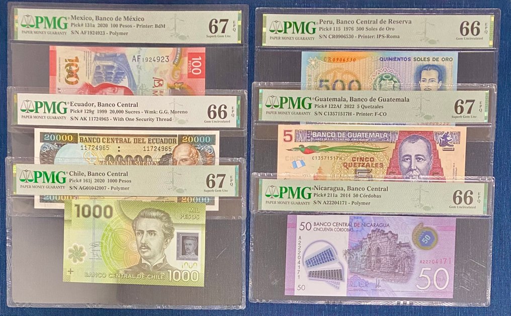 Welt. - 6 banknotes - all graded - various dates  (Ohne Mindestpreis) #1.0