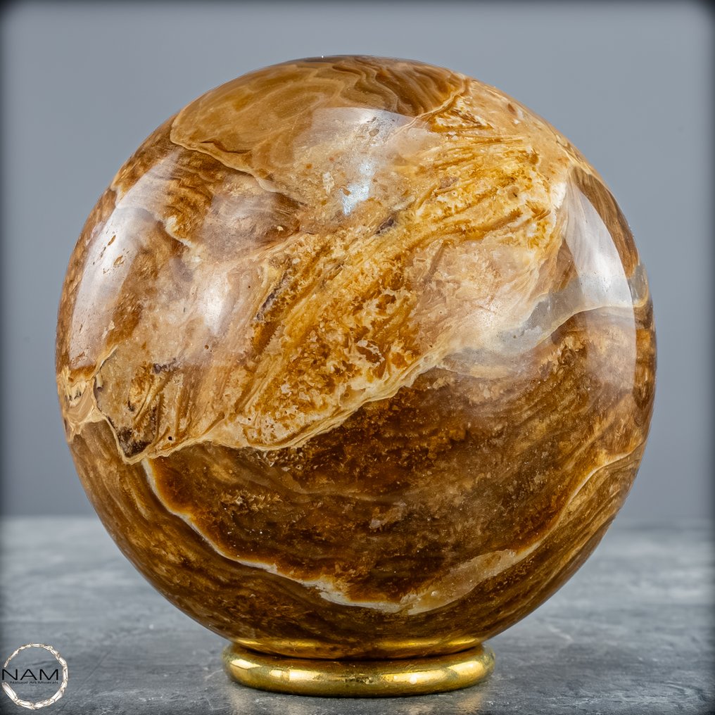 Majestätische Aragonit-Kugel – Das Kunstwerk der Erde in goldbrauner Harmonie- 1029.64 g #1.0