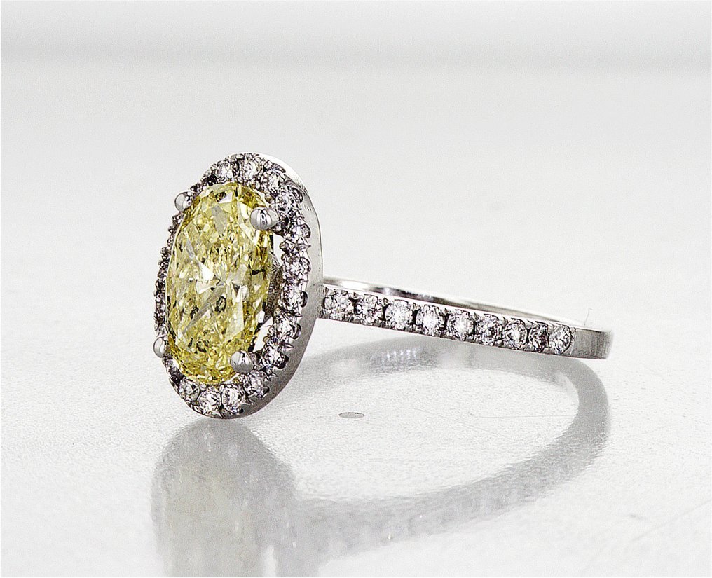 Δαχτυλίδι - 14 καράτια Λευκός χρυσός - 1.92ct. tw. Κίτρινο Διαμάντι (Φυσικού χρώματος) - Διαμάντι - R00103 #3.2