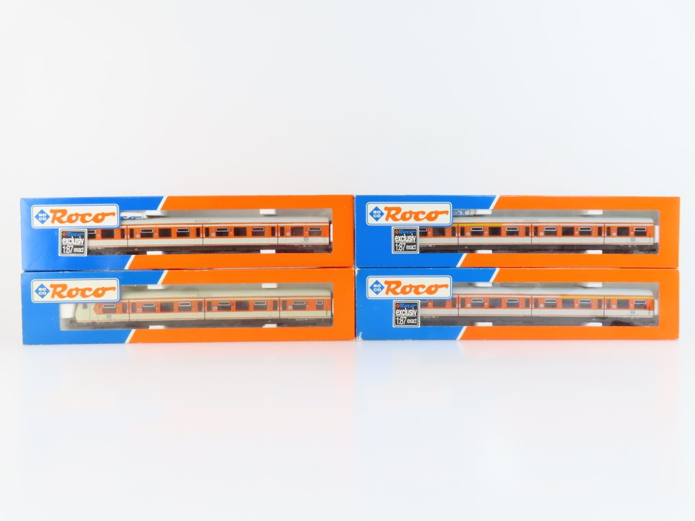 Roco H0 - 44670/44671/44672 - Model train passenger carriage (4) - 4x 4-axle passenger cars 'S-Bahn' trains 1st/2nd and 2nd class, including control car. - DB #4.3