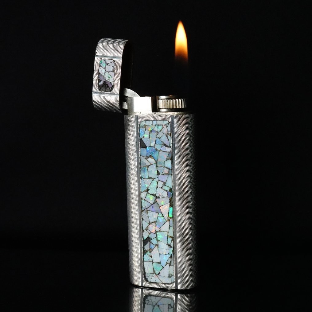 Cartier - Rare Model Mosaic opal Moire-Pattern Vintage Gas Lighter - Lighter - Forsølvet #1.0