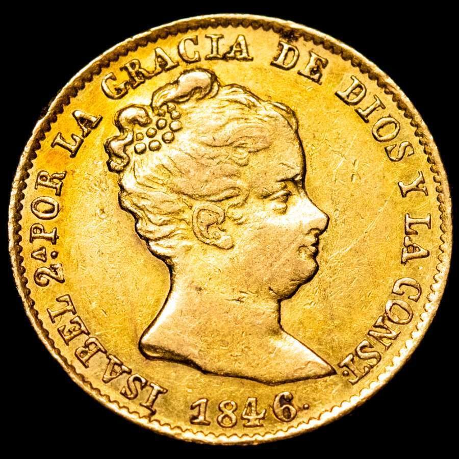 Espagne. Isabelle II. 80 Reales Barcelona. 1846. Ensayador P.S. #1.0